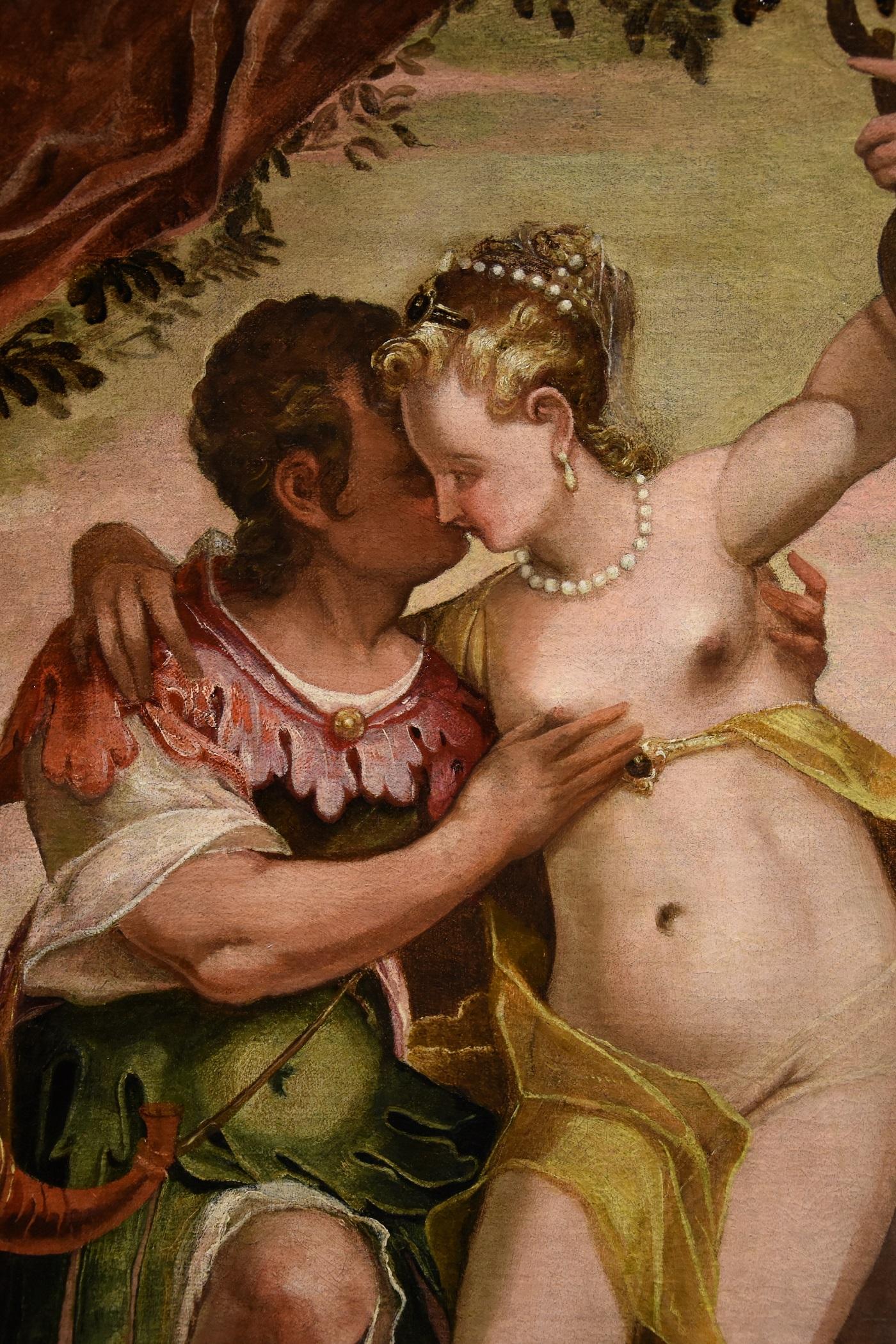 Venus Cupid Véronèse Paint Oil on canvas 16/17th Century Old master Mythological For Sale 6
