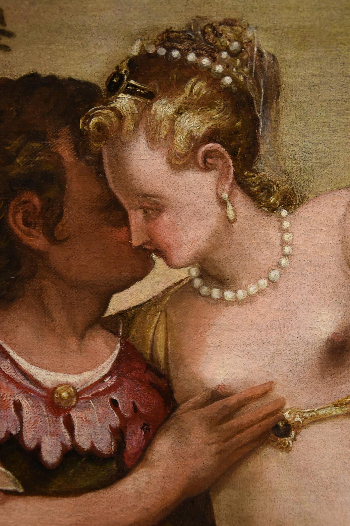 Venus Cupid Véronèse Paint Oil on canvas 16/17th Century Old master Mythological For Sale 7