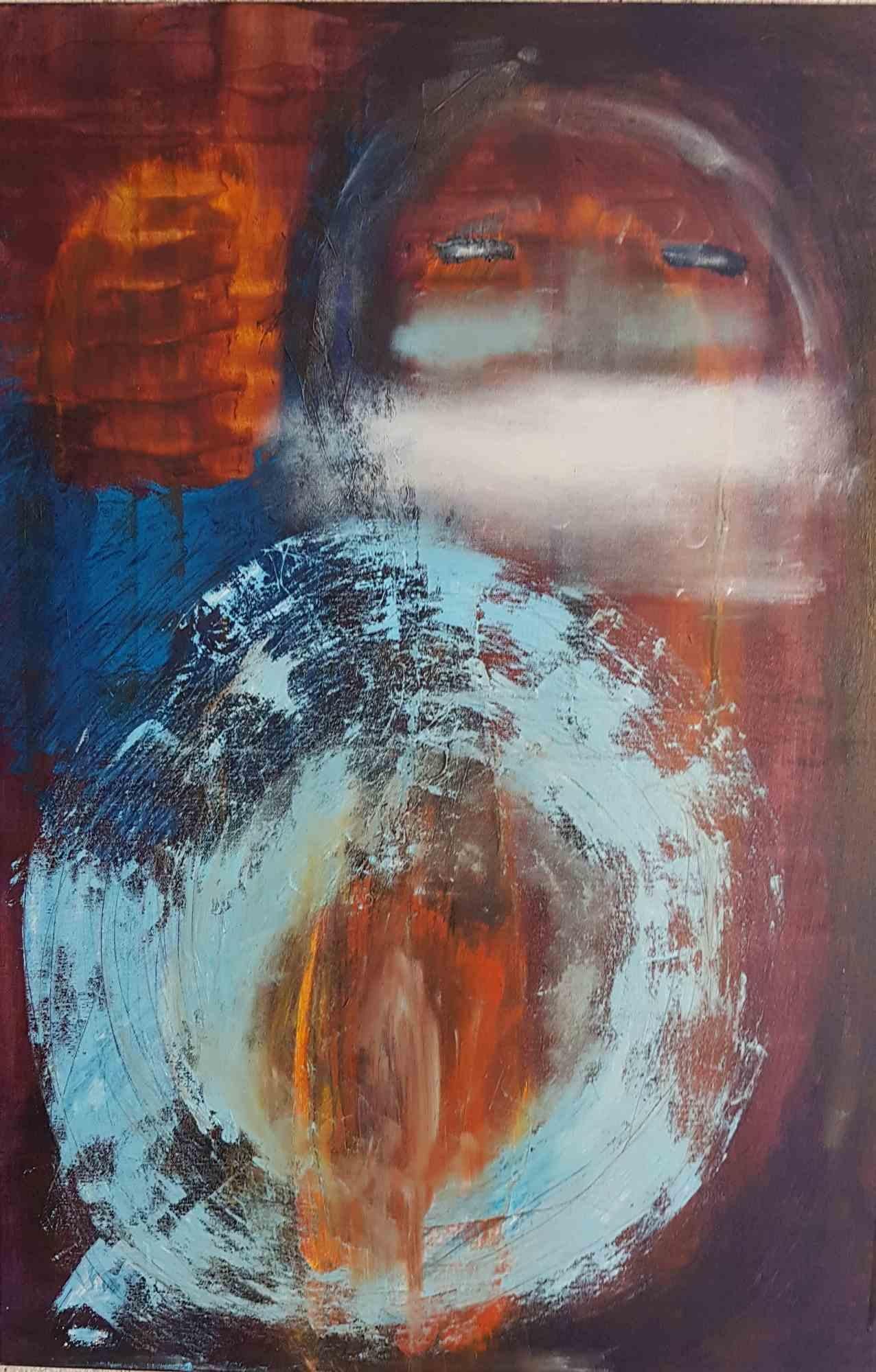 The mask is a beautiful acrylic painting realized by the Italian artist Paolo Cantù in 2019.

This is an original abstract artwork with bright and lively colors. 

The artist represents the ethereal and mysterious halo that is the meaning of the