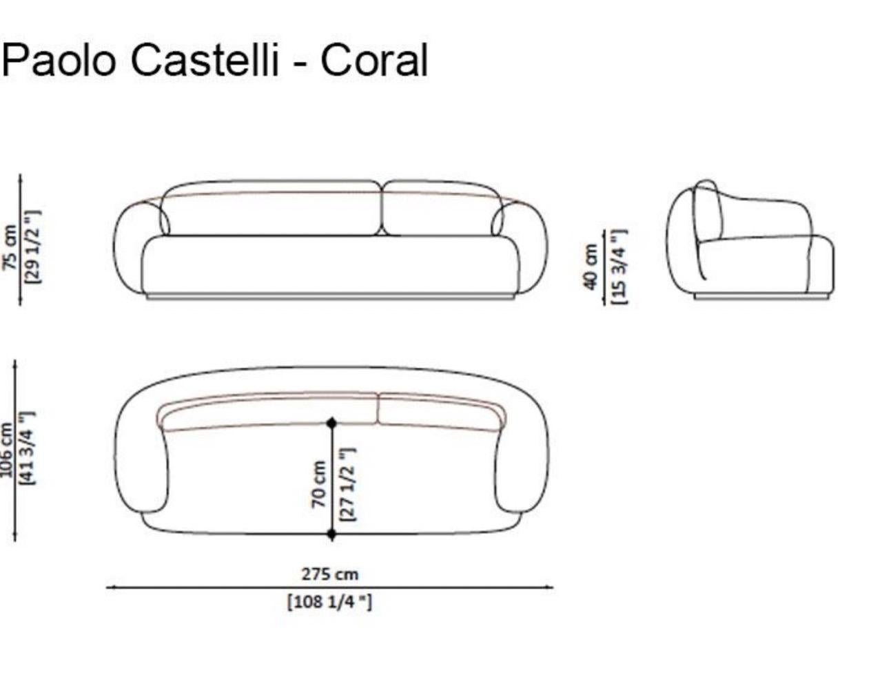 Italian Paolo Castelli Coral White 3-Seater Sofa by Hubert de Malherbe For Sale