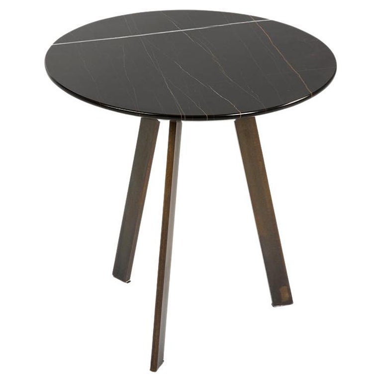 Modern, Small Side Table, Black Marble Metal Legs Designed by Paolo