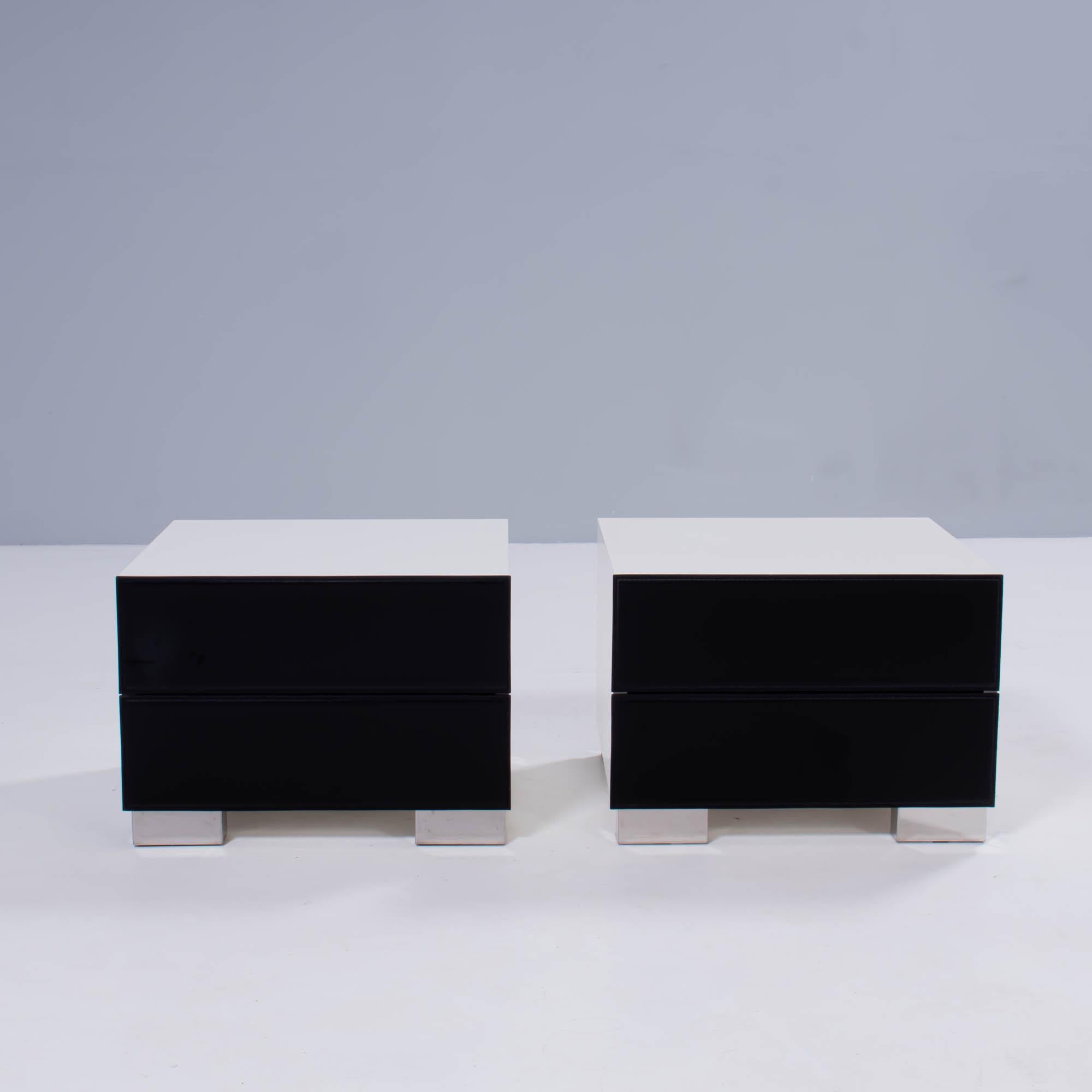 Paolo Cattelan Black Leather Dandy Bedside Tables, 2004 In Good Condition In London, GB