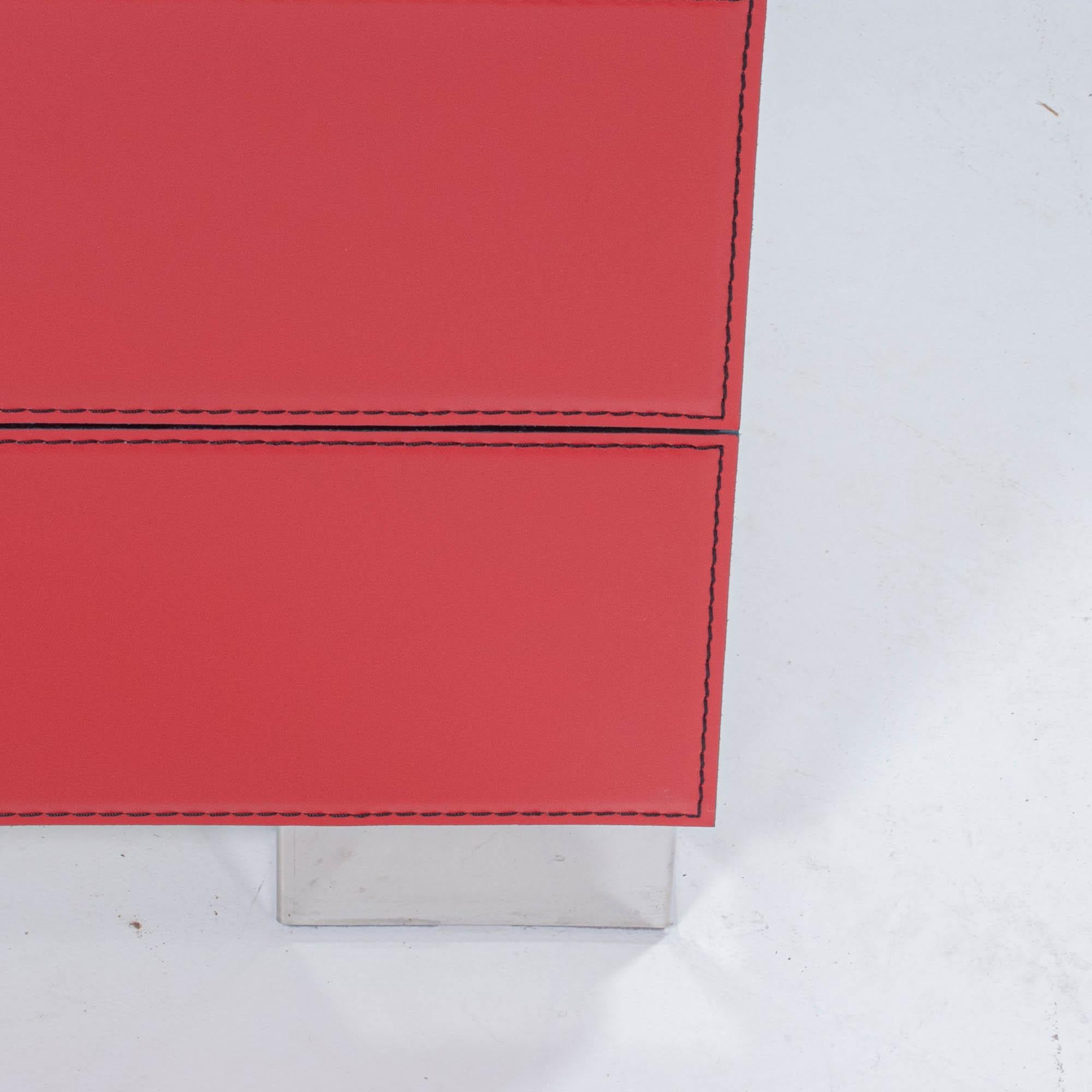 Paolo Cattelan Red Leather Dandy Bedside Table, 2004 1