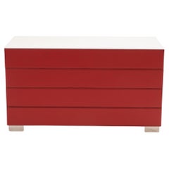 Paolo Cattelan Red Leather Dandy Wide Chest of Drawers, 2004