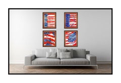 Paolo Corvino 4 Large Oil Painting On Canvas Signed American Flag United States