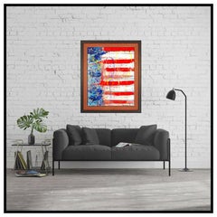 Vintage Paolo Corvino Large Oil Painting On Canvas Signed American United States Flag