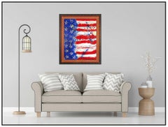 Paolo Corvino Large Original Oil Painting On Canvas Signed American Flag USA Art