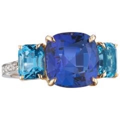 Paolo Costagli 18 Karat Gold Tanzanite and Aquamarine Ring