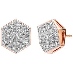 Paolo Costagli 18 Karat Rose Gold and Diamond Stud Earrings