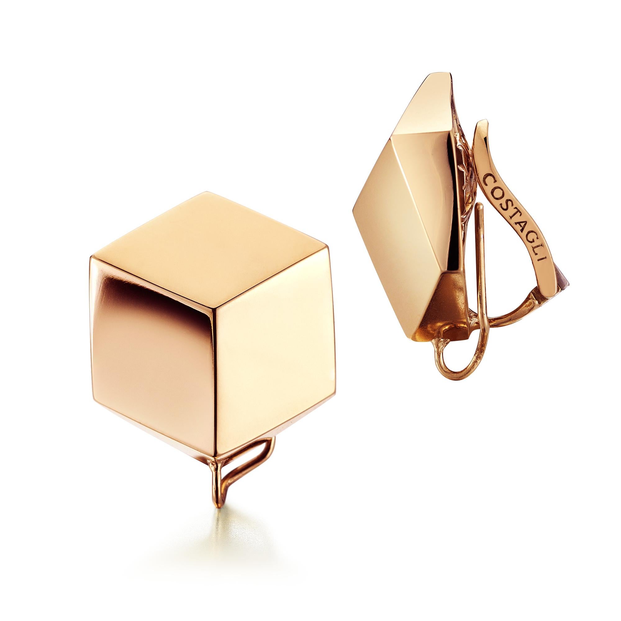 Contemporary Paolo Costagli 18 Karat Rose Gold Brillante Clip-On Earrings with Diamonds For Sale