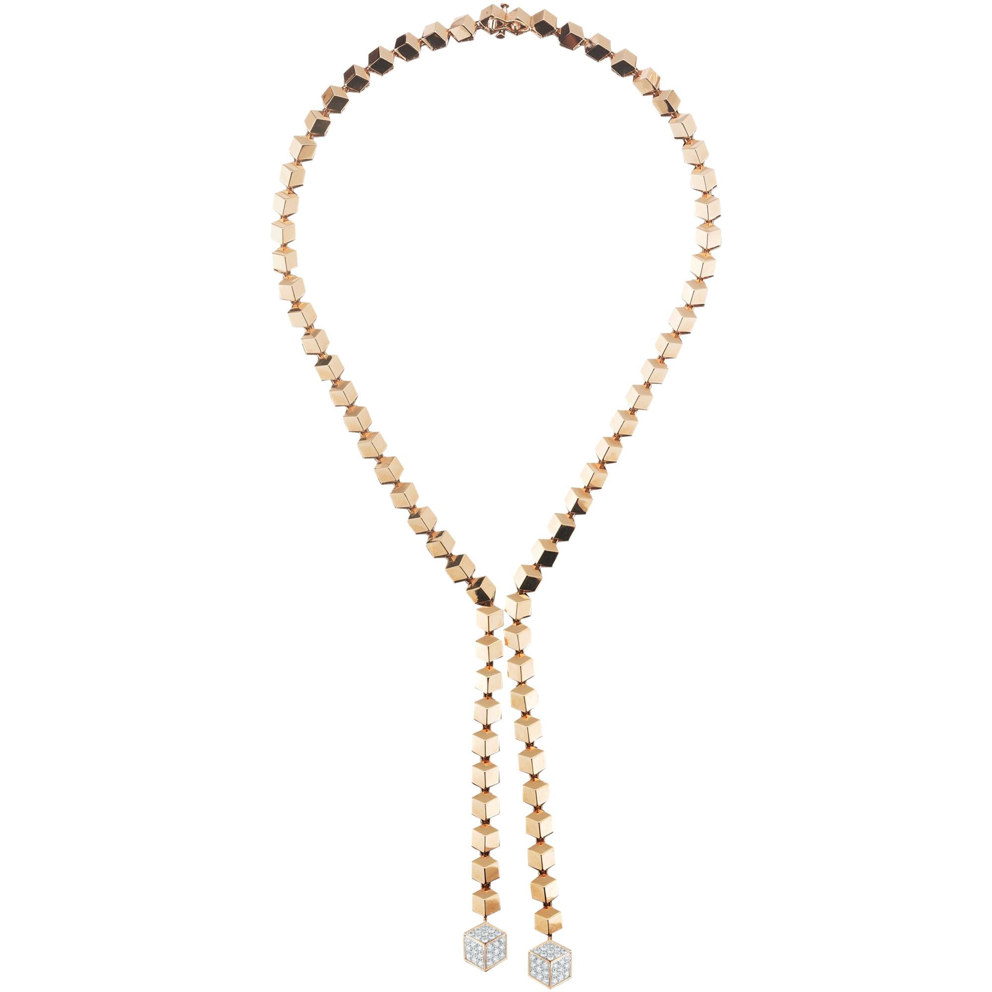 Paolo Costagli 18 Karat Rose Gold Brillante 'Sexy' 1.06 Carat Diamond Necklace For Sale