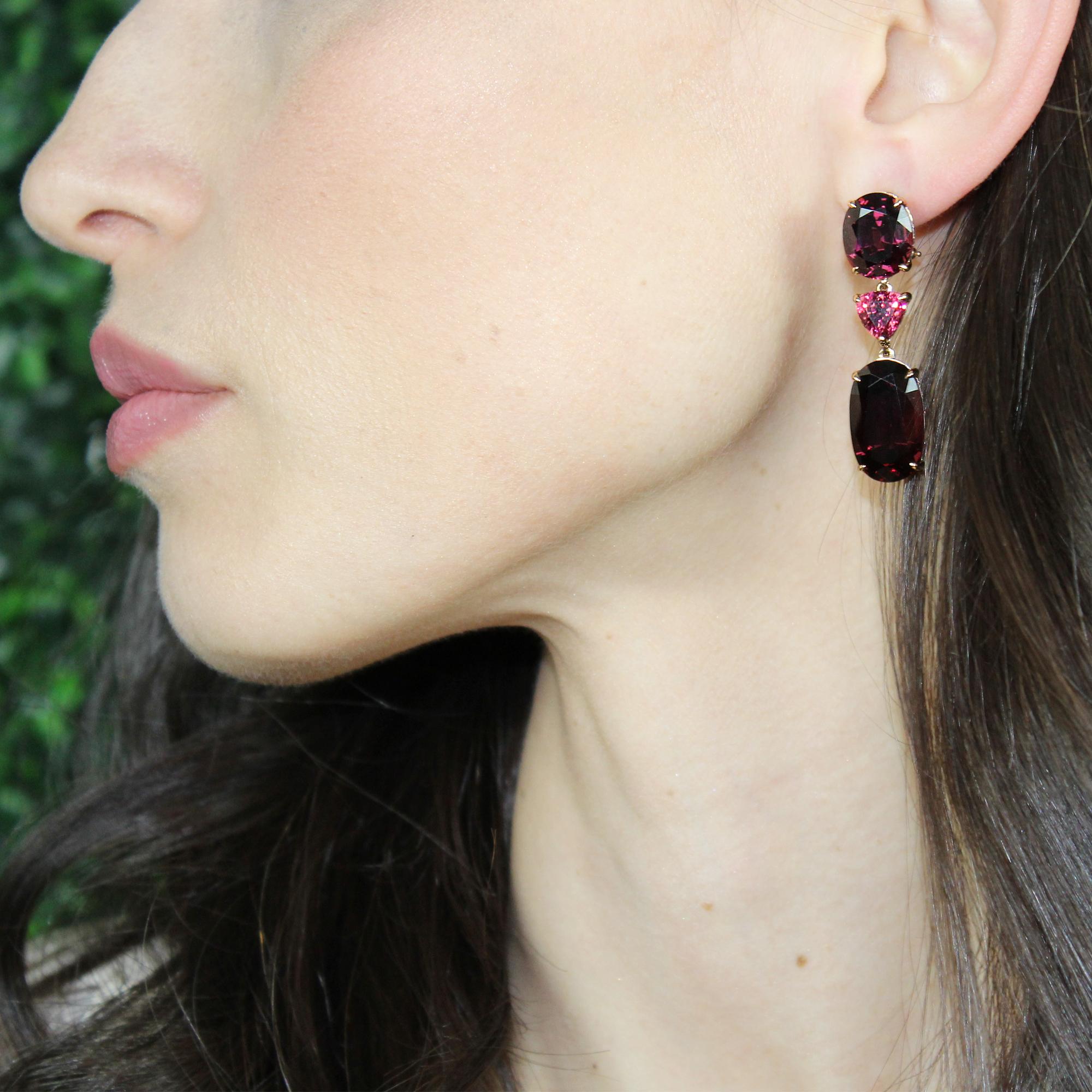 rhodolite garnet earrings rose gold