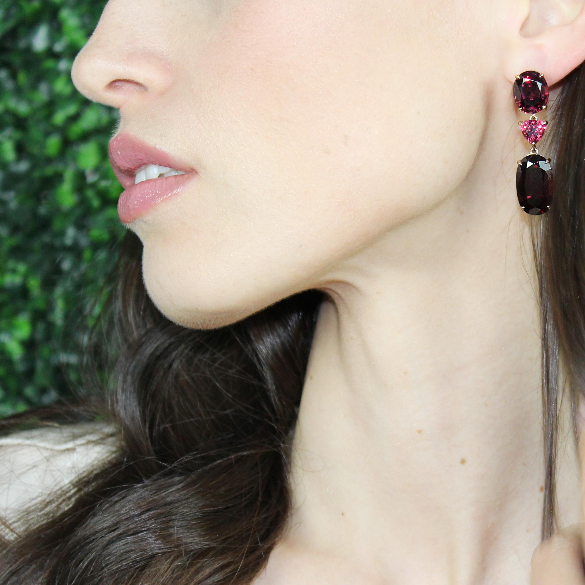 garnet and rose gold earrings