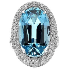 Paolo Costagli 18 Karat White Gold 11.67 Carat Aquamarine and Diamond Ring