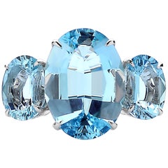 Paolo Costagli 18 Karat White Gold 8.82 Carat Aquamarine and Diamond Ring