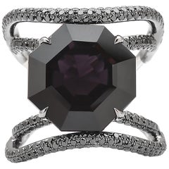 Paolo Costagli 18 Karat White Gold Black Spinel and Black Diamond Ring Paolo Costagli 18 Karat White Gold Black Spinel and Black Diamond Ring