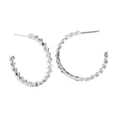 Paolo Costagli 18 Karat White Gold Brillante Hoop Earrings, Medium