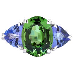 Paolo Costagli 18 Karat White Gold Chrome Tourmaline and Tanzanite Ring