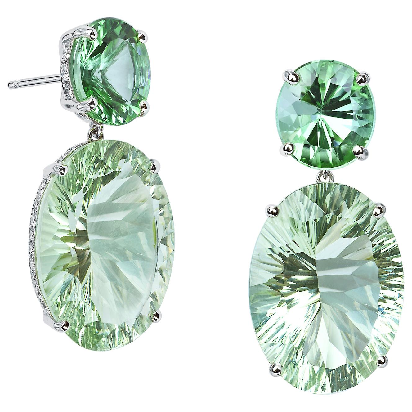 Paolo Costagli 18 Karat White Gold Green Amethyst and Mint Tourmaline