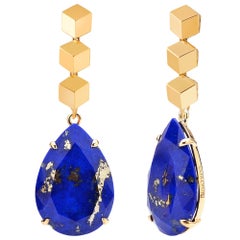 Paolo Costagli 18 Karat Yellow Gold 21.85 Carat Lapis Earrings
