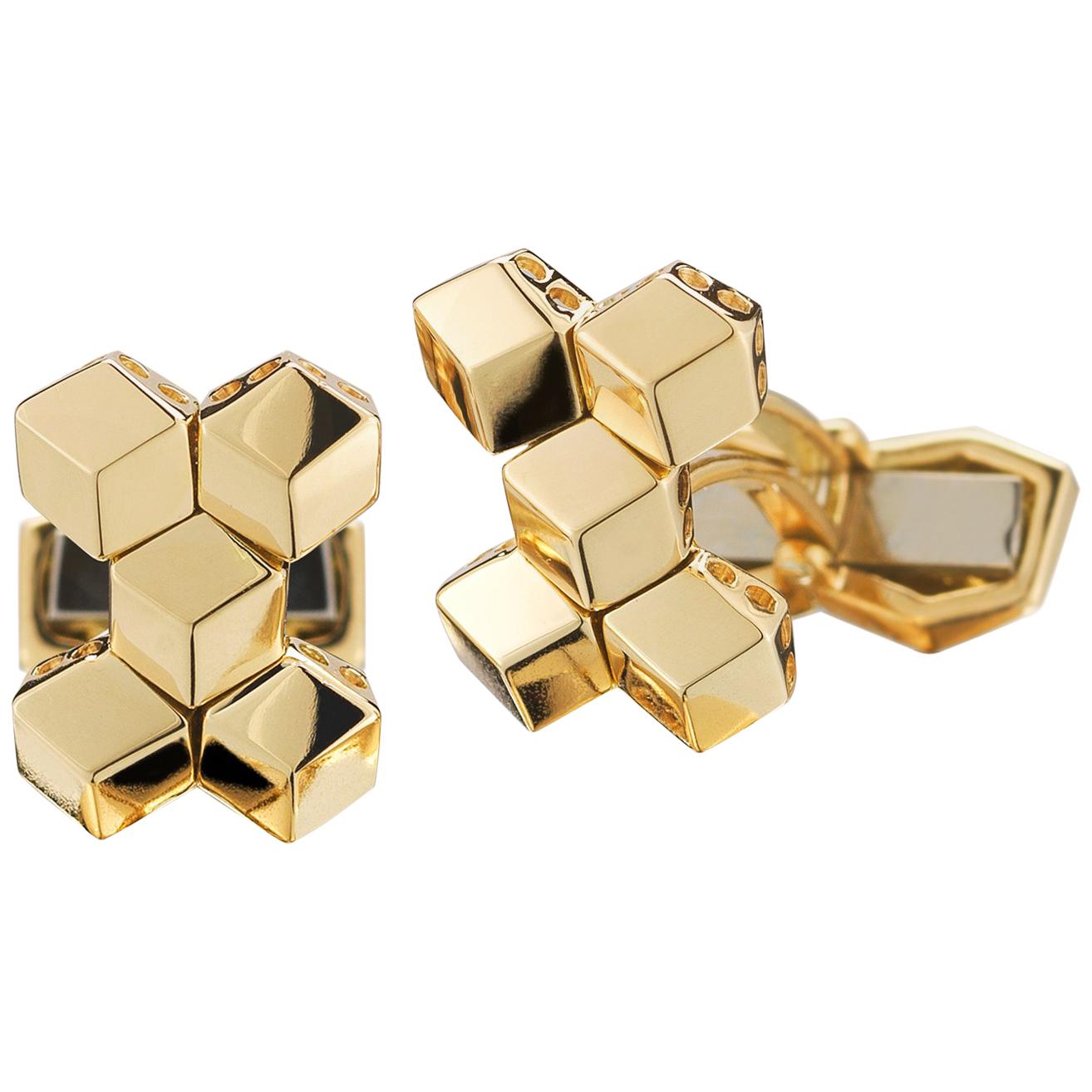 Paolo Costagli 18 Karat Yellow Gold Brillante Cufflink Set, Petite For Sale