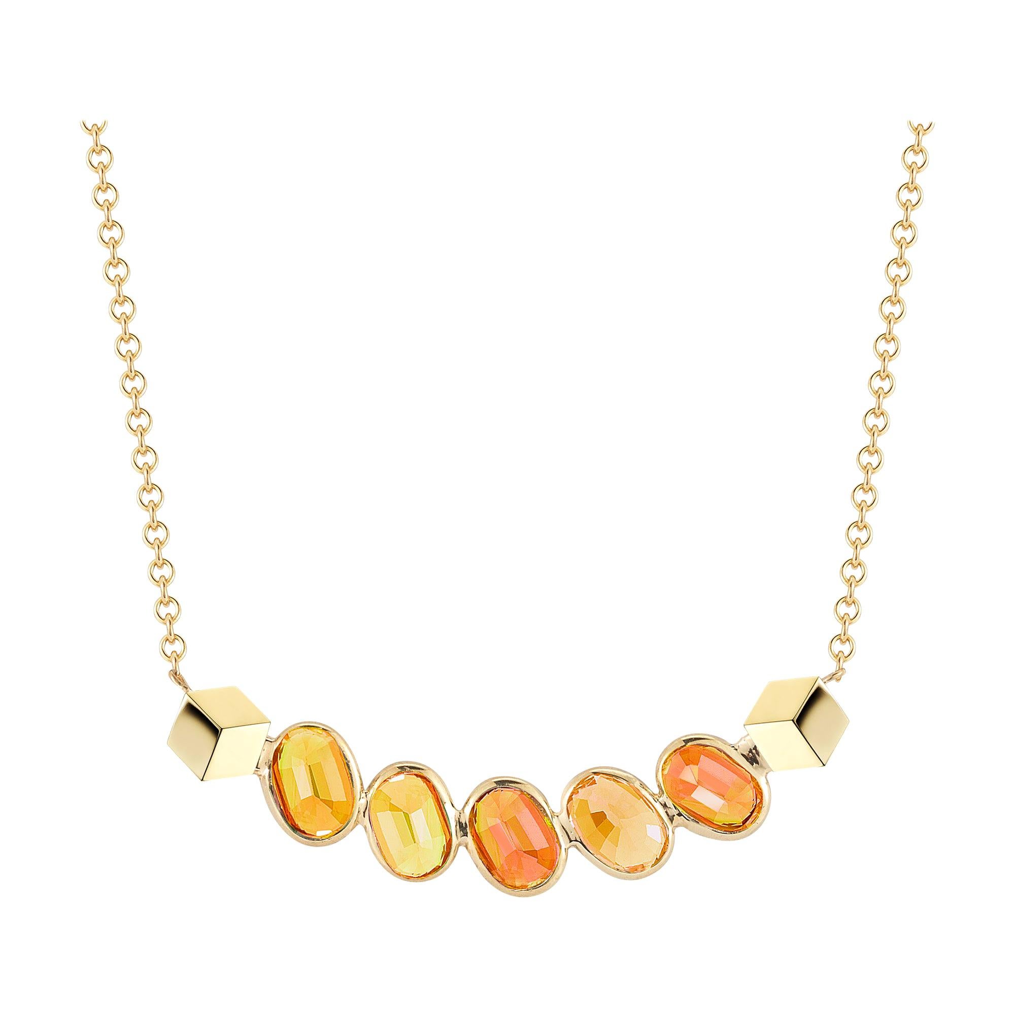 Paolo Costagli 18 Karat Yellow Gold Orange Sapphire Ombré Pendant Necklace
