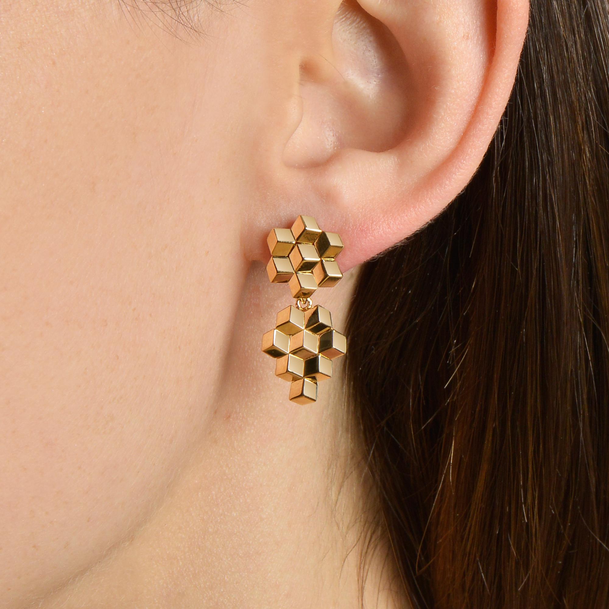 Contemporary Paolo Costagli 18 Karat Yellow Gold Signature Brillante Earrings, Petite