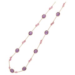 Paolo Costagli Halskette aus 18 Karat Roségold und Amethyst mit rosa Saphir, Länge 41,75"