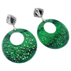 Paolo Costagli 18k White Gold Jade Diamond Earrings