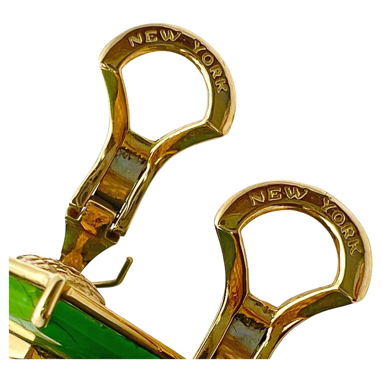 Paolo Costagli 18k Yellow Gold Green Turquoise Earrings In Excellent Condition For Sale In Palm Beach, FL