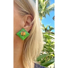 Paolo Costagli 18k Yellow Gold Green Turquoise Earrings