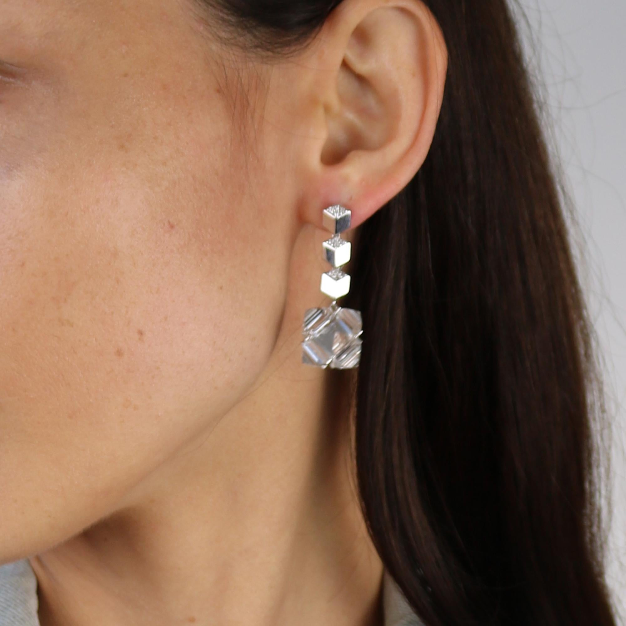 Contemporary Paolo Costagli 18 Karat Gold Diamond Brillante and White Topaz Very PC Earring For Sale