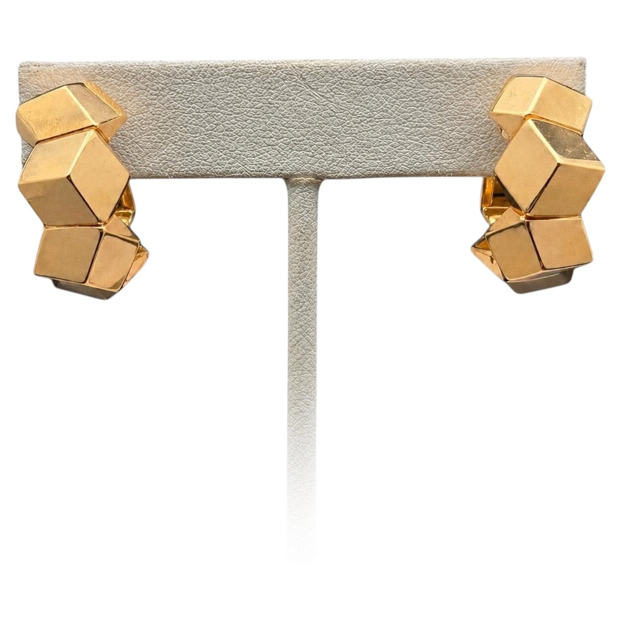 Paolo Costagli Brillante 18K Yellow Gold Geometric Hoop Earrings For Sale