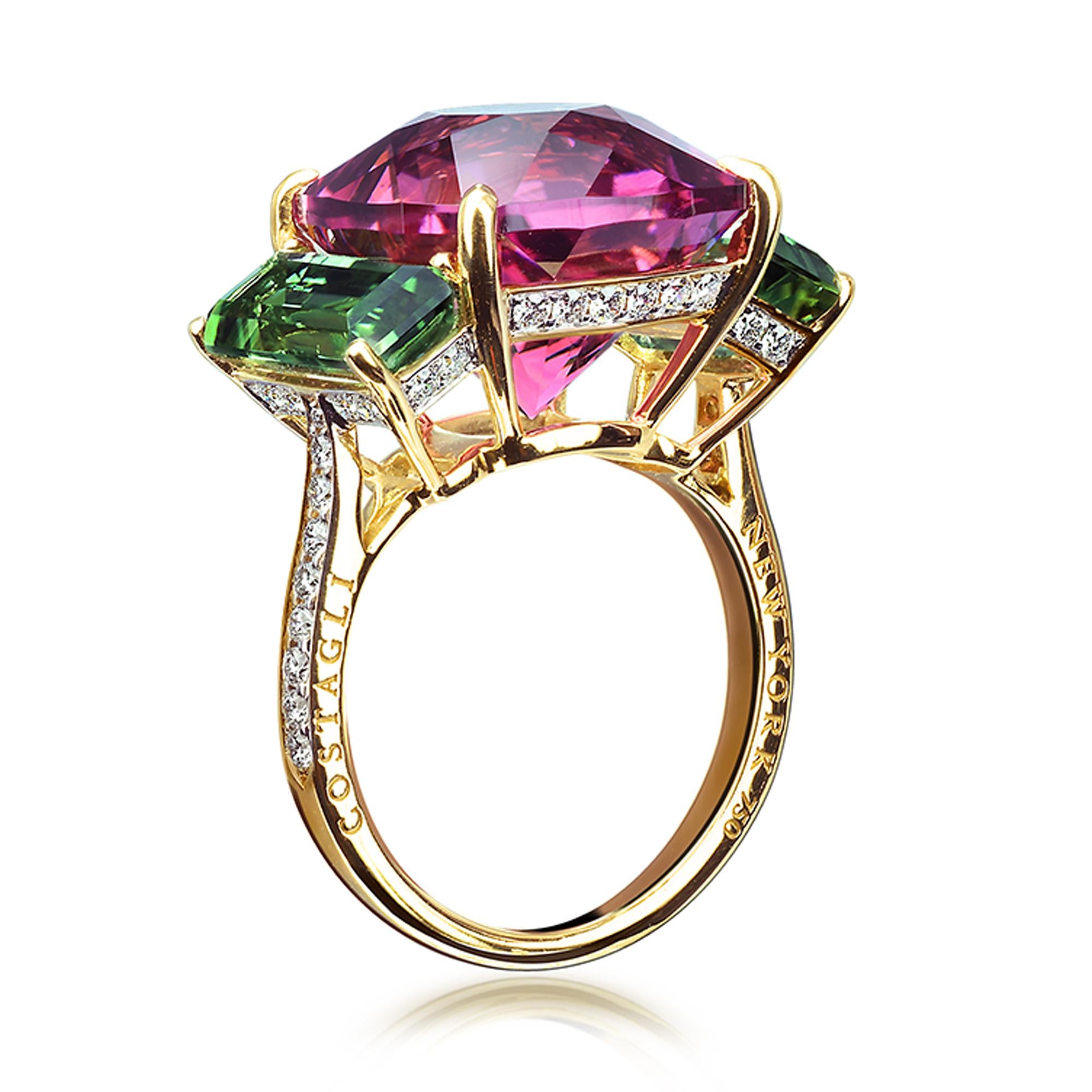 Contemporary Paolo Costagli Change of Color Tourmaline and Green Tourmaline Ring