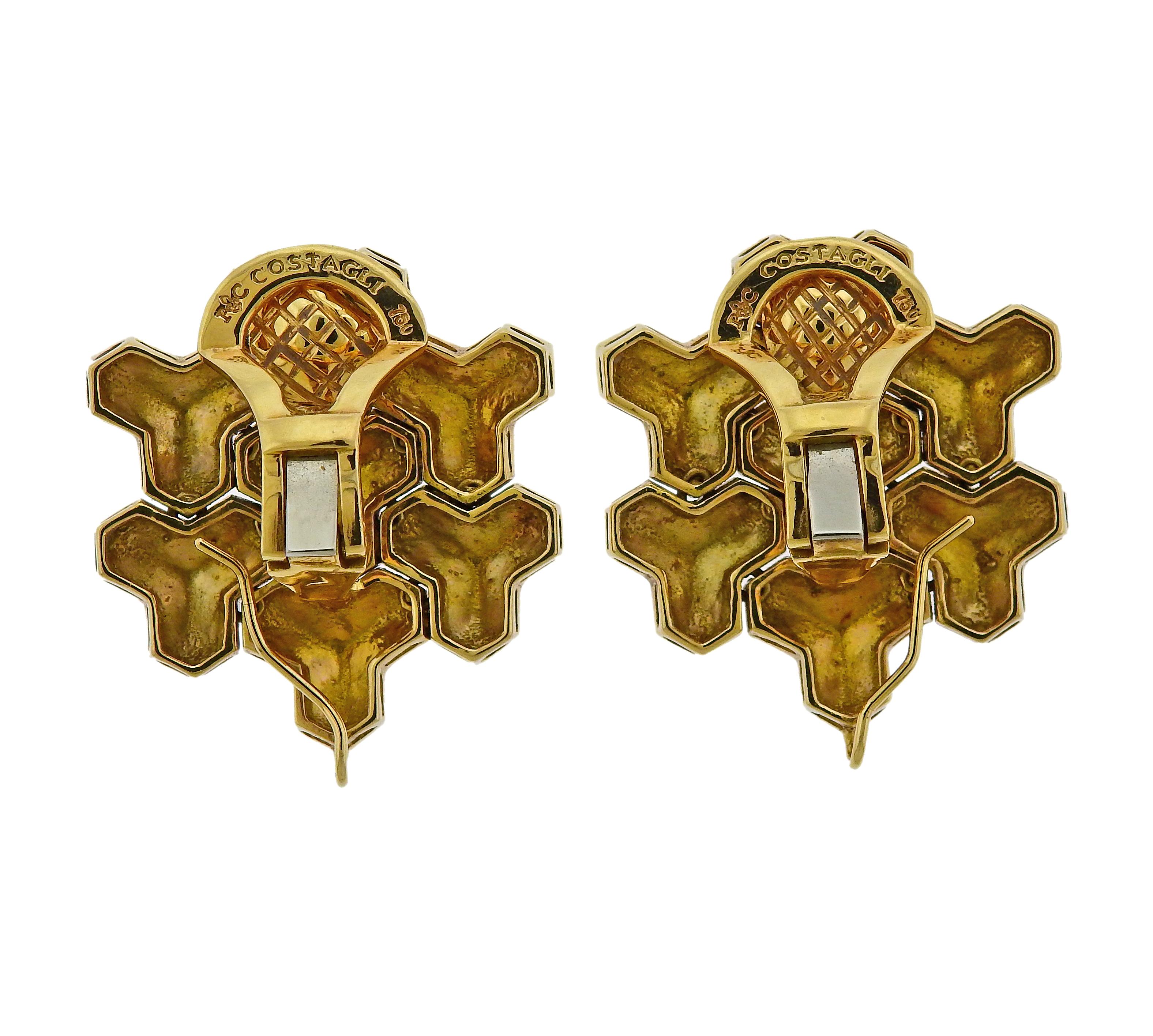 Paolo Costagli Geometric Gold Earrings In Excellent Condition In Lambertville, NJ