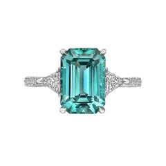 Paolo Costagli Green-Blue Tourmaline Diamond Ring