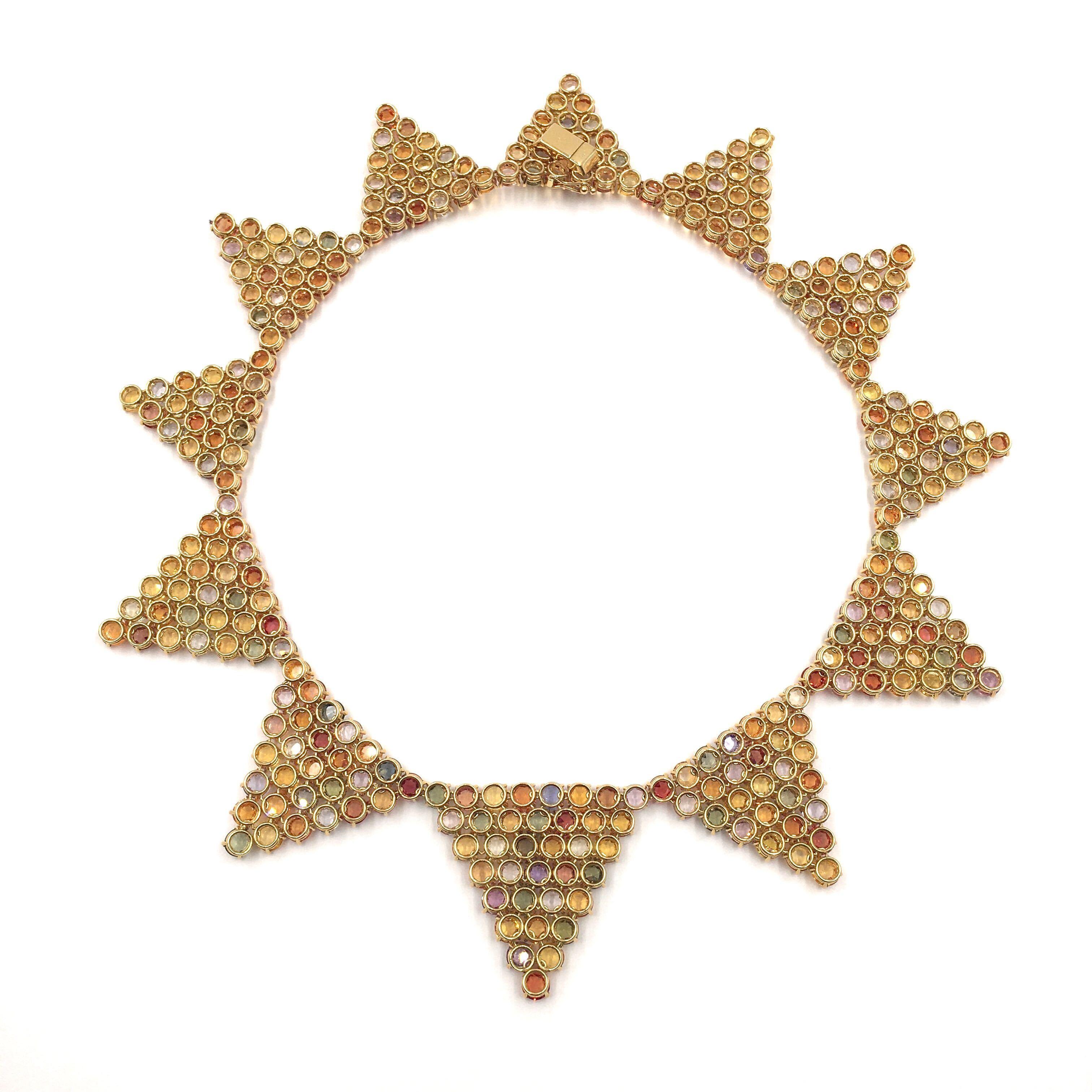 Rose Cut Paolo Costagli Multi Colored Sapphire Necklace