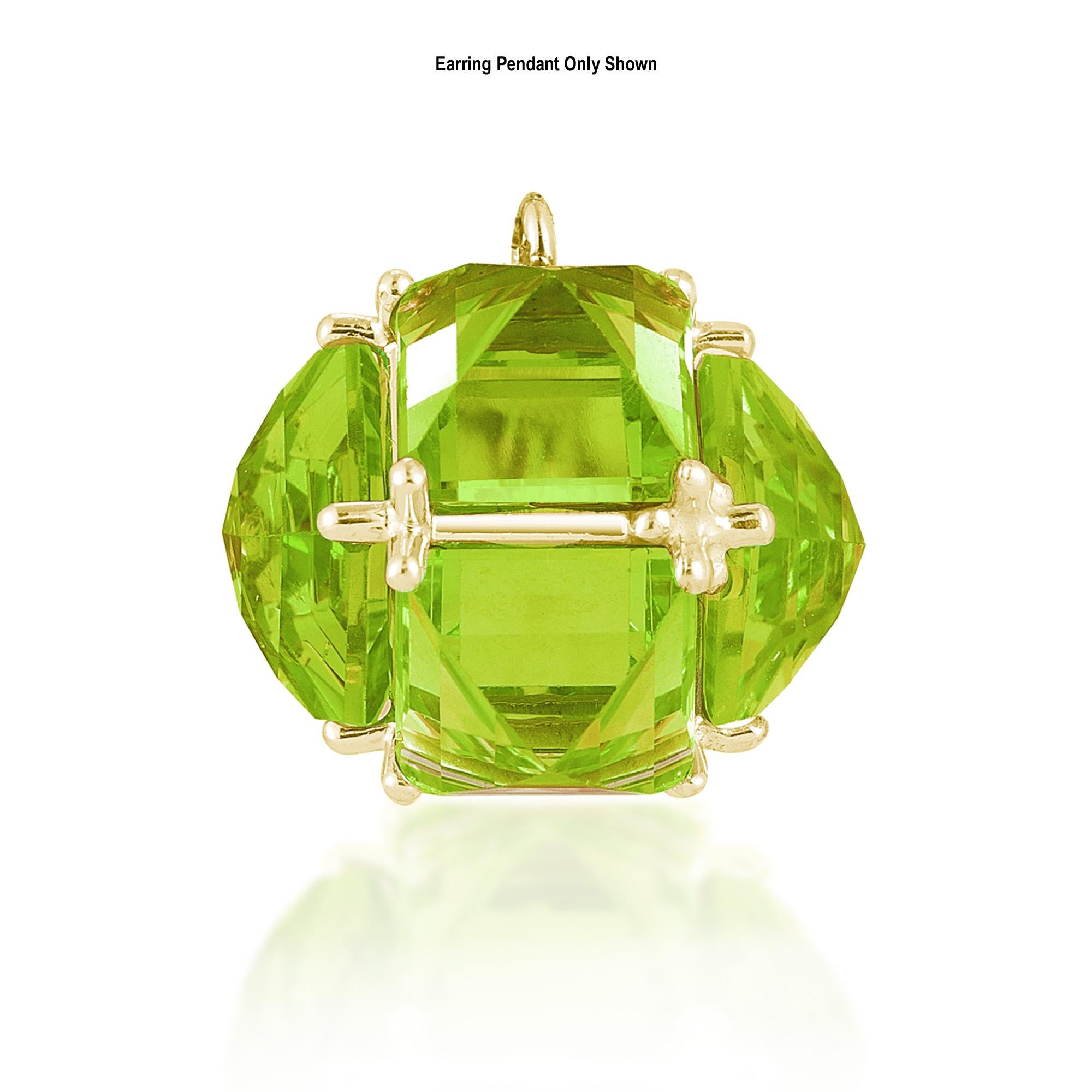 18 karat yellow gold Very PC® earrings with reverse set emerald-cut peridots, round pink sapphires and pave-set round brilliant diamonds.

Staying true to Paolo Costagli’s appreciation for modern and clean geometries, the Very PC® collection