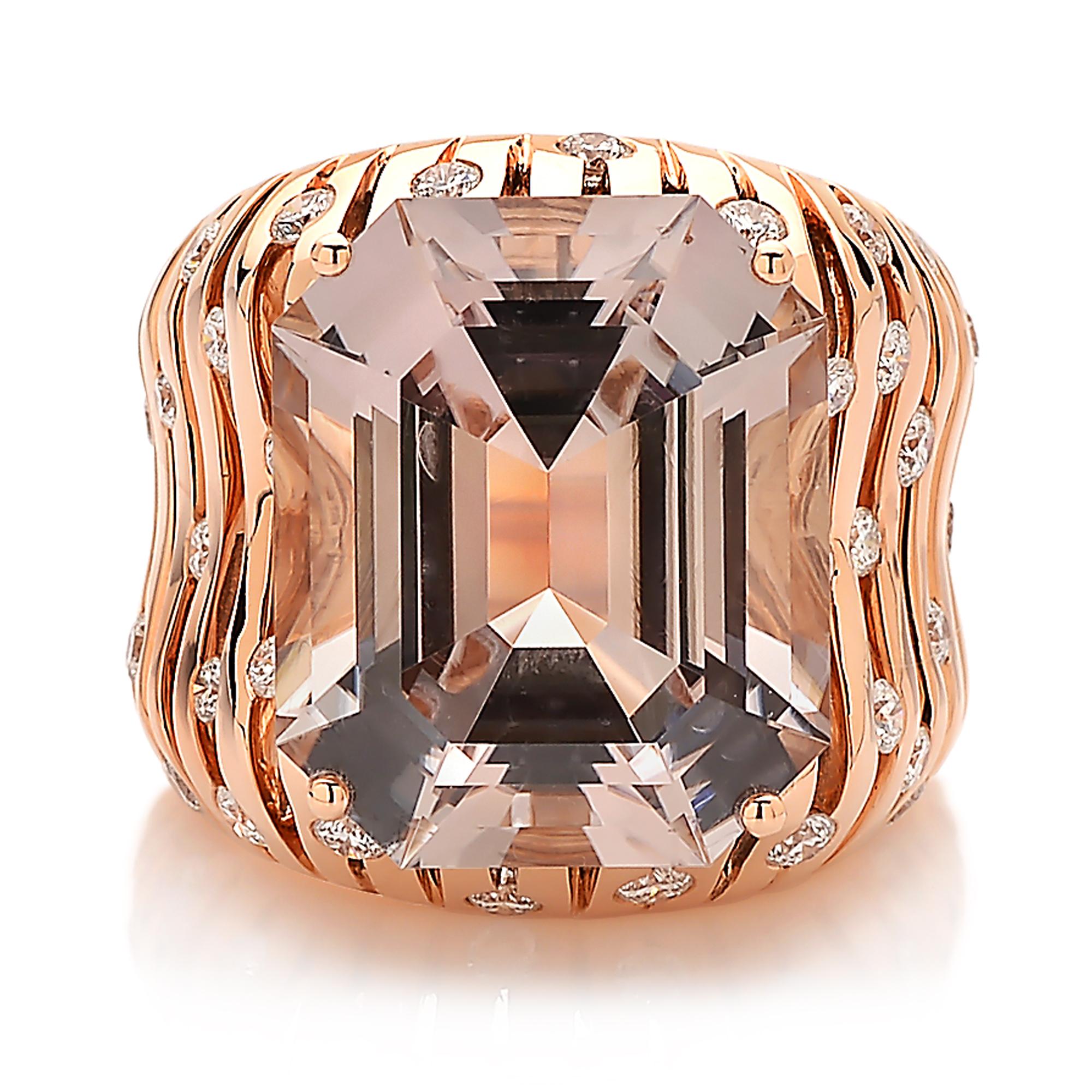 Contemporary Paolo Costagli Prosecco Tourmaline and Diamond 18 Karat Rose Gold Ring