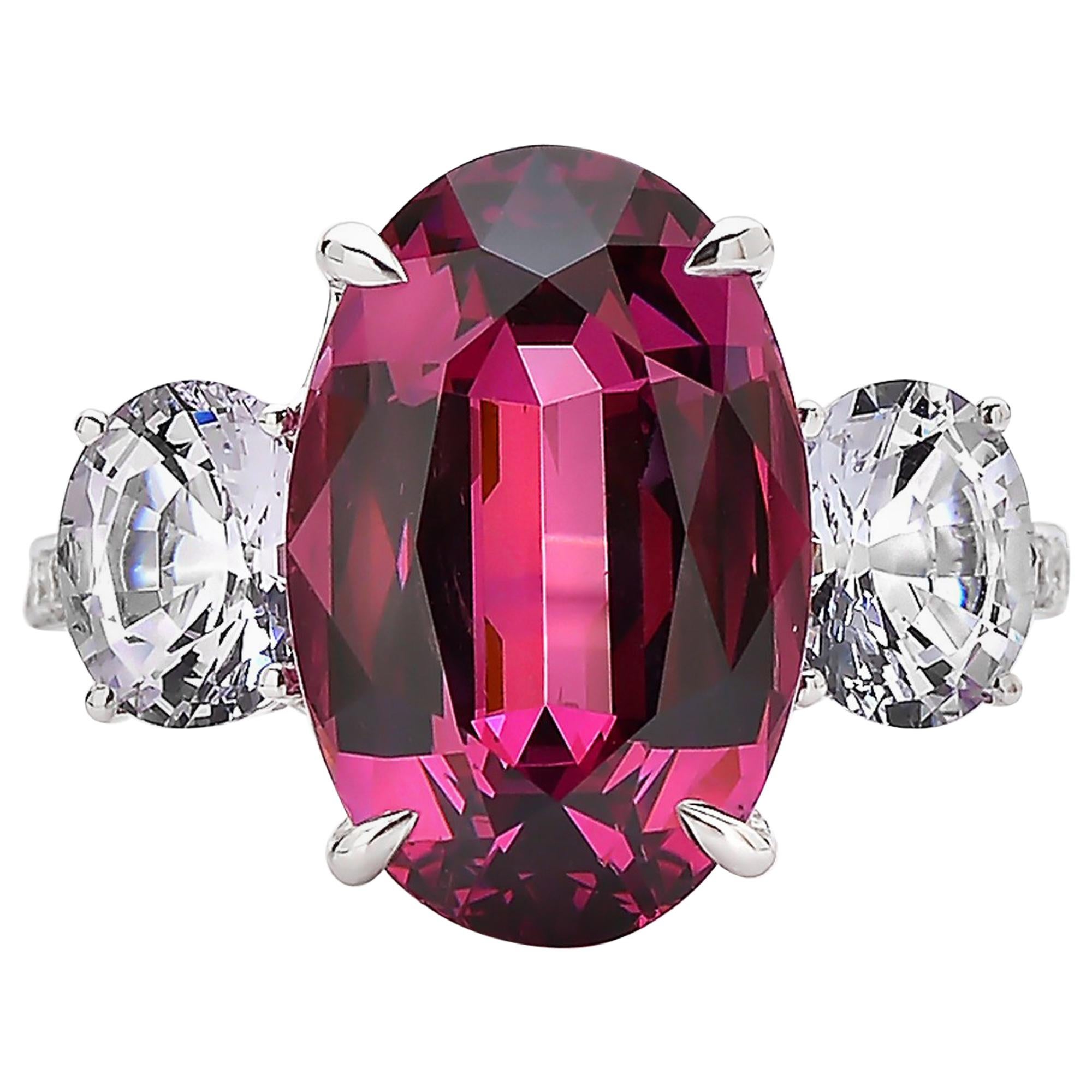 Paolo Costagli Rhodolite Garnet and White Spinel 18 Karat White Gold Ring