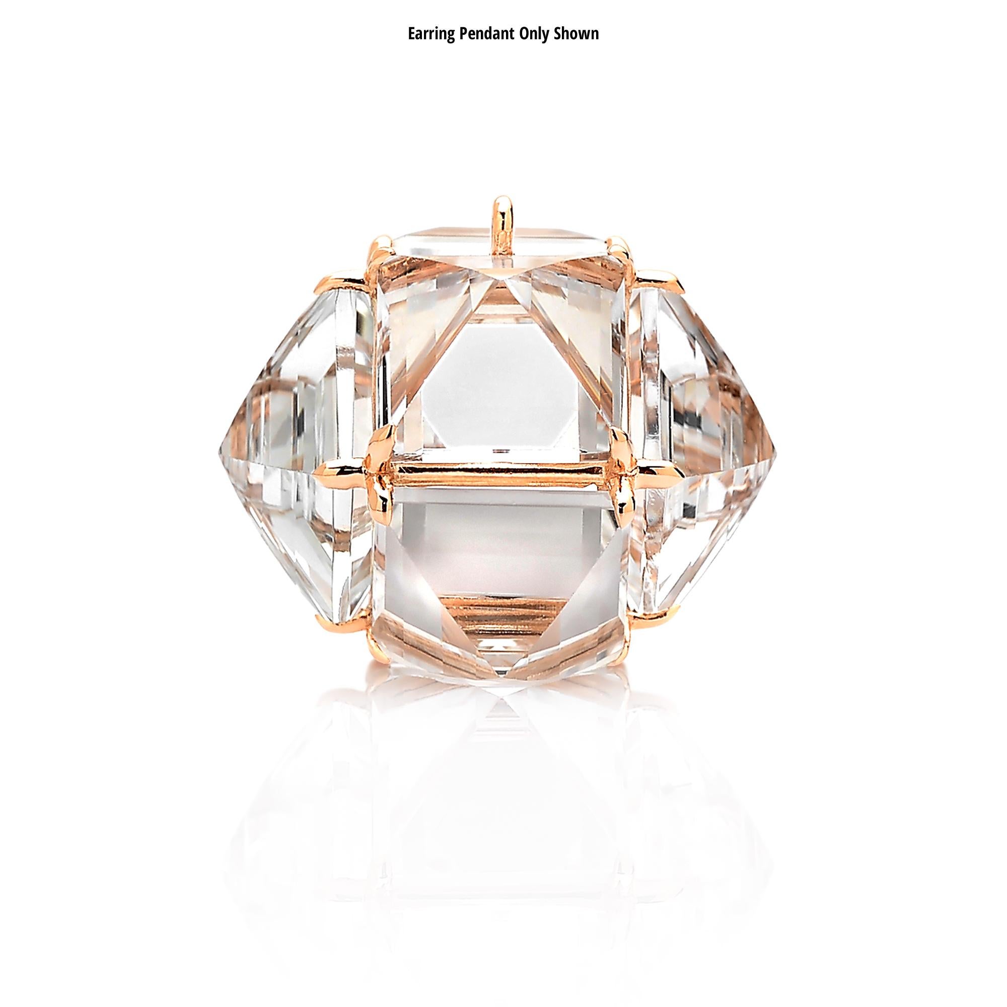 Contemporary Paolo Costagli Rose Gold Diamond Brillante and White Topaz Very PC Earring For Sale
