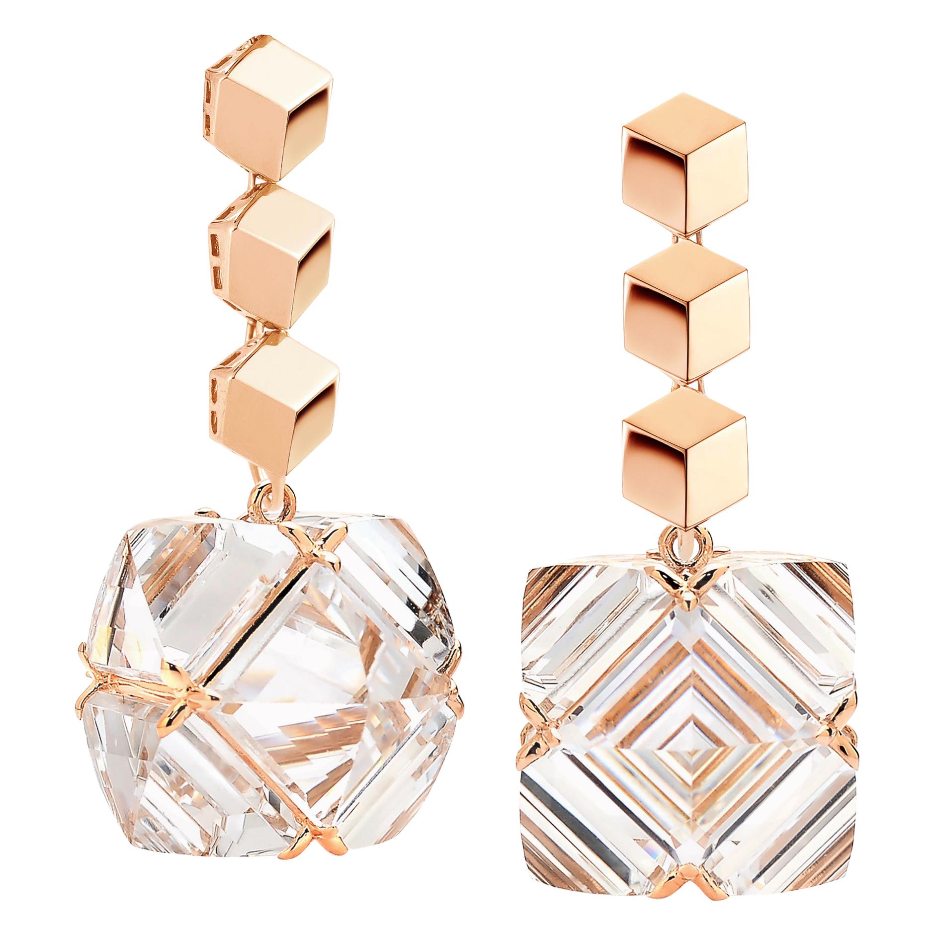 Paolo Costagli Rose Gold White Topaz Very PC Earrings For Sale