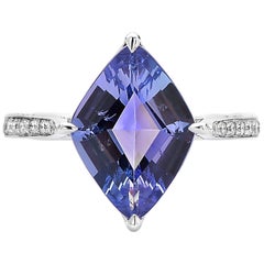 Paolo Costagli 3.34 Carat Tanzanite and Diamond 18 Karat White Gold Ring