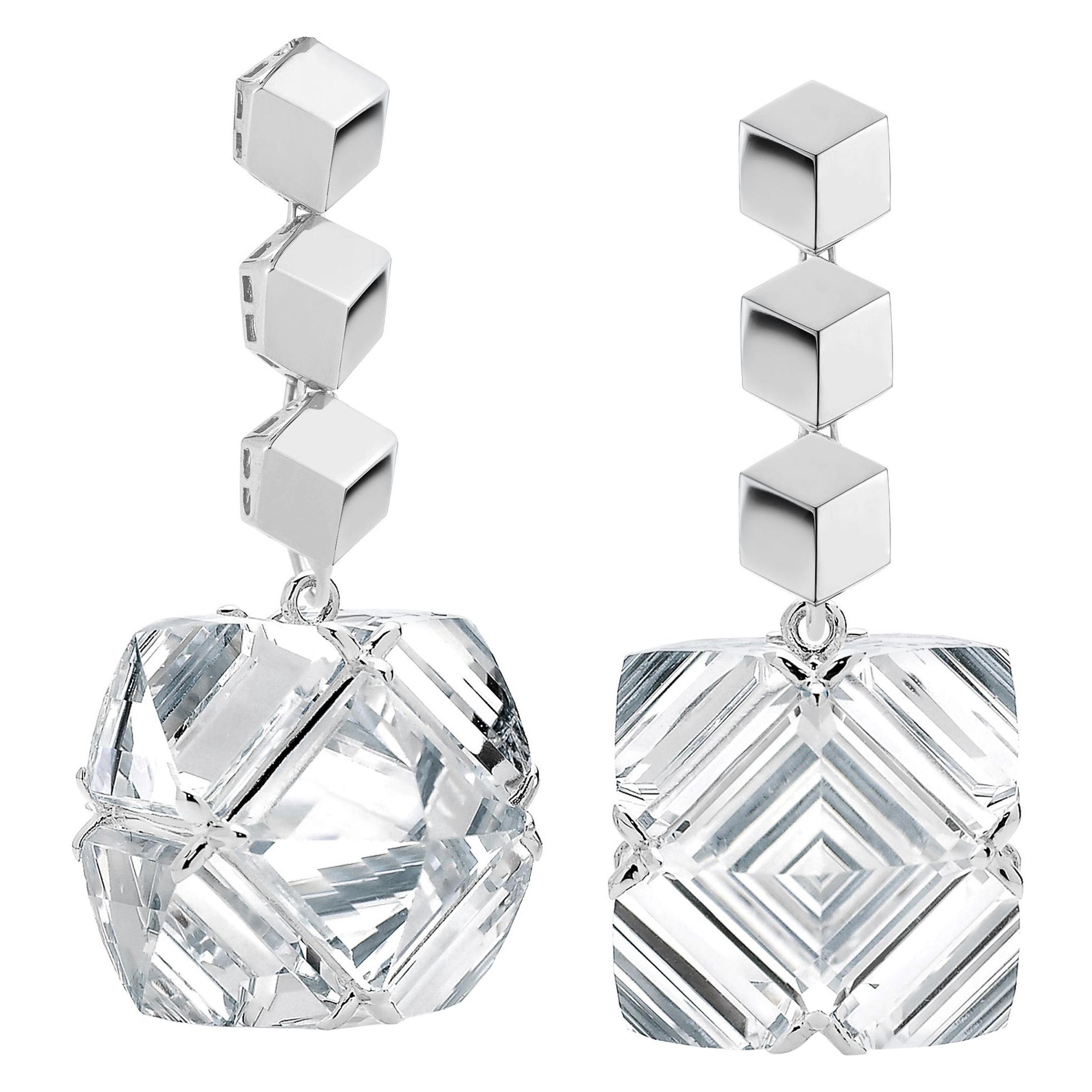 Paolo Costagli White Gold White Topaz Very PC Earrings For Sale