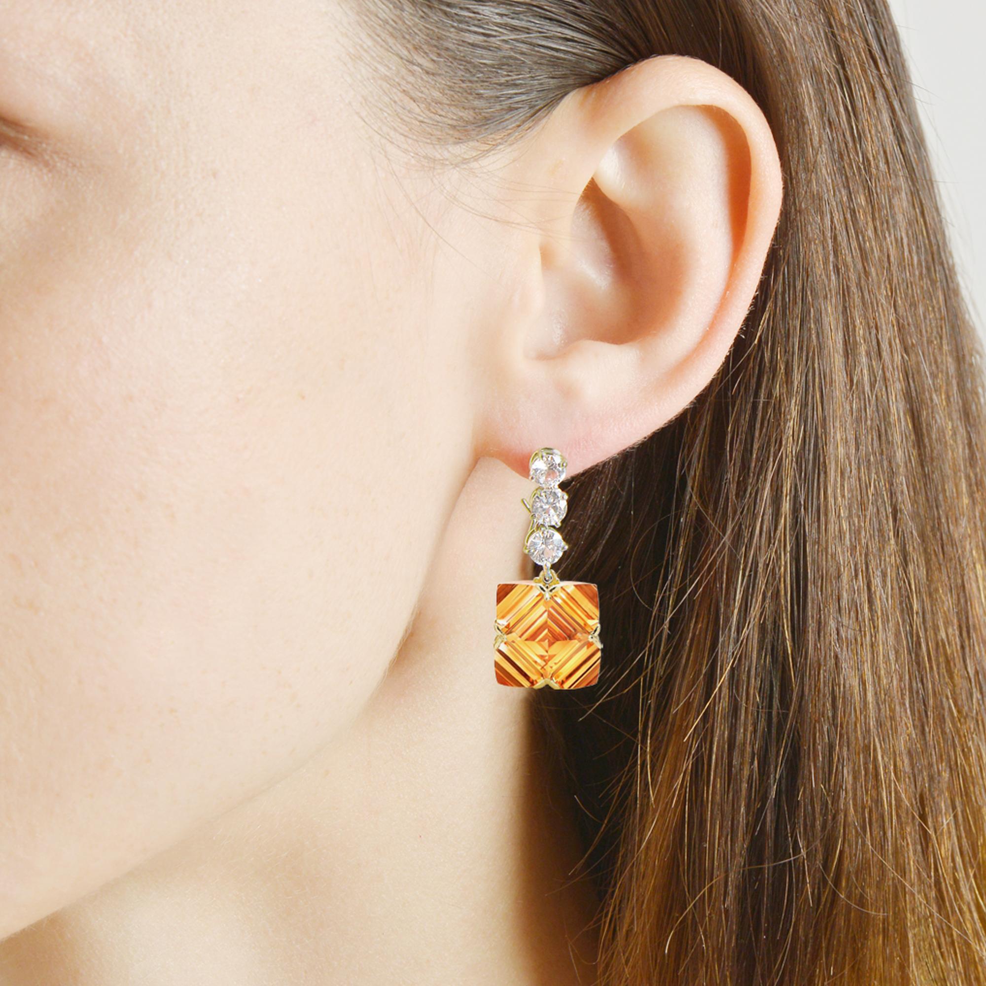 Contemporary Paolo Costagli White Sapphire and Citrine Very PC Earrings For Sale