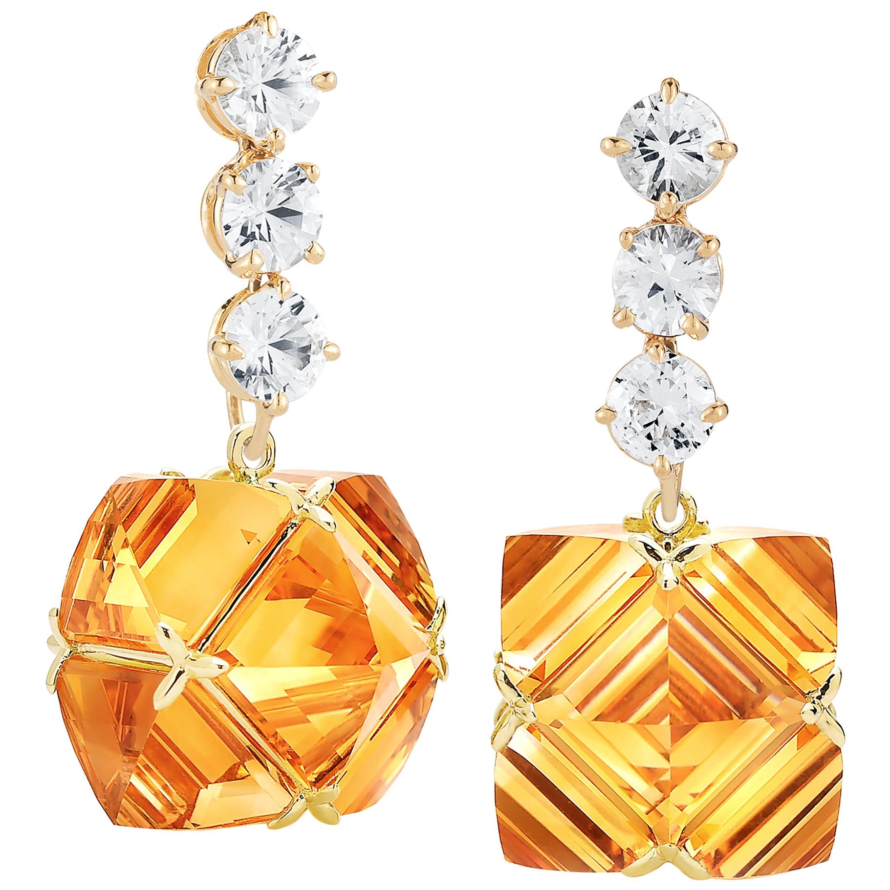 Paolo Costagli White Sapphire and Citrine Very PC Earrings For Sale