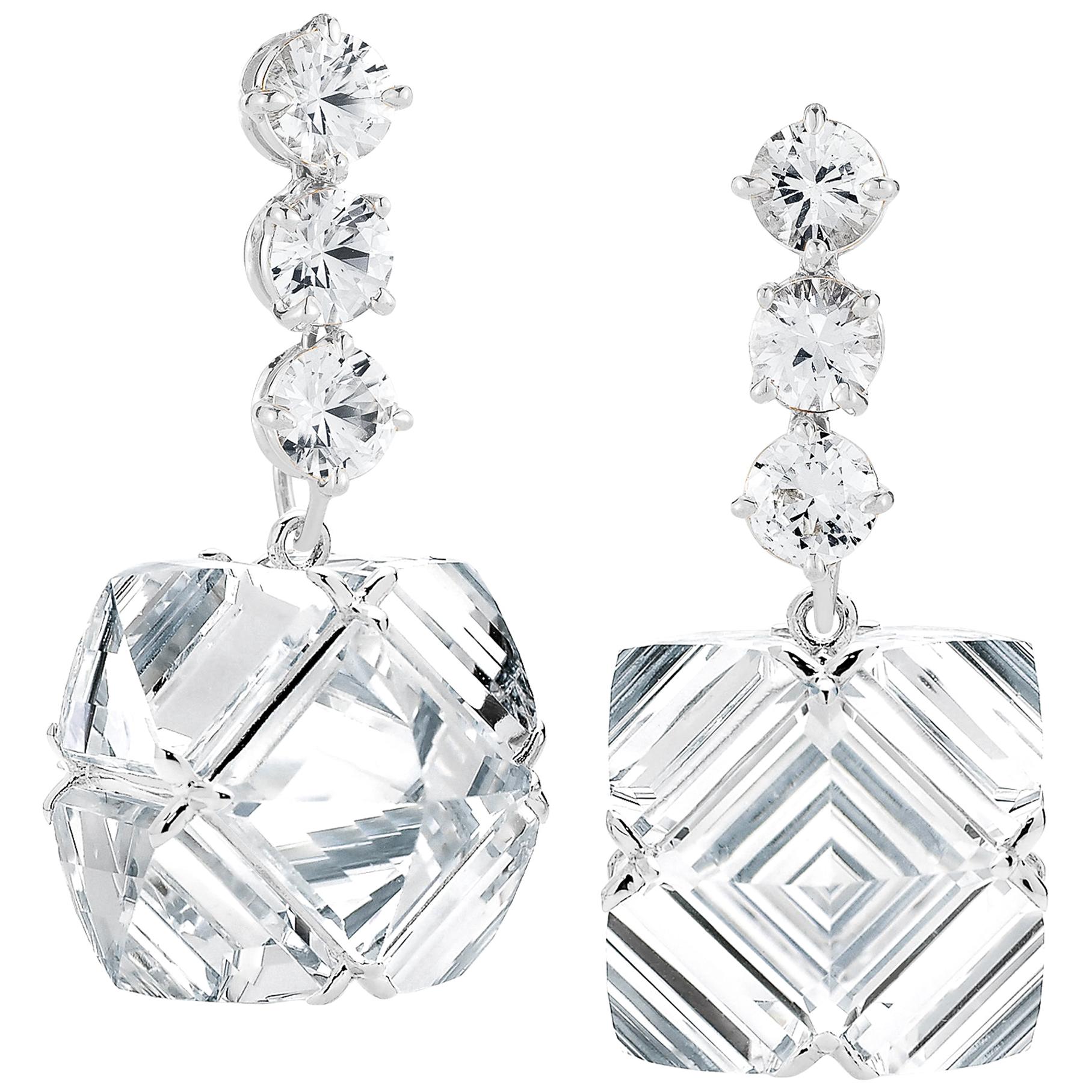 Paolo Costagli White Topaz and Sapphire Very PC Earrings For Sale