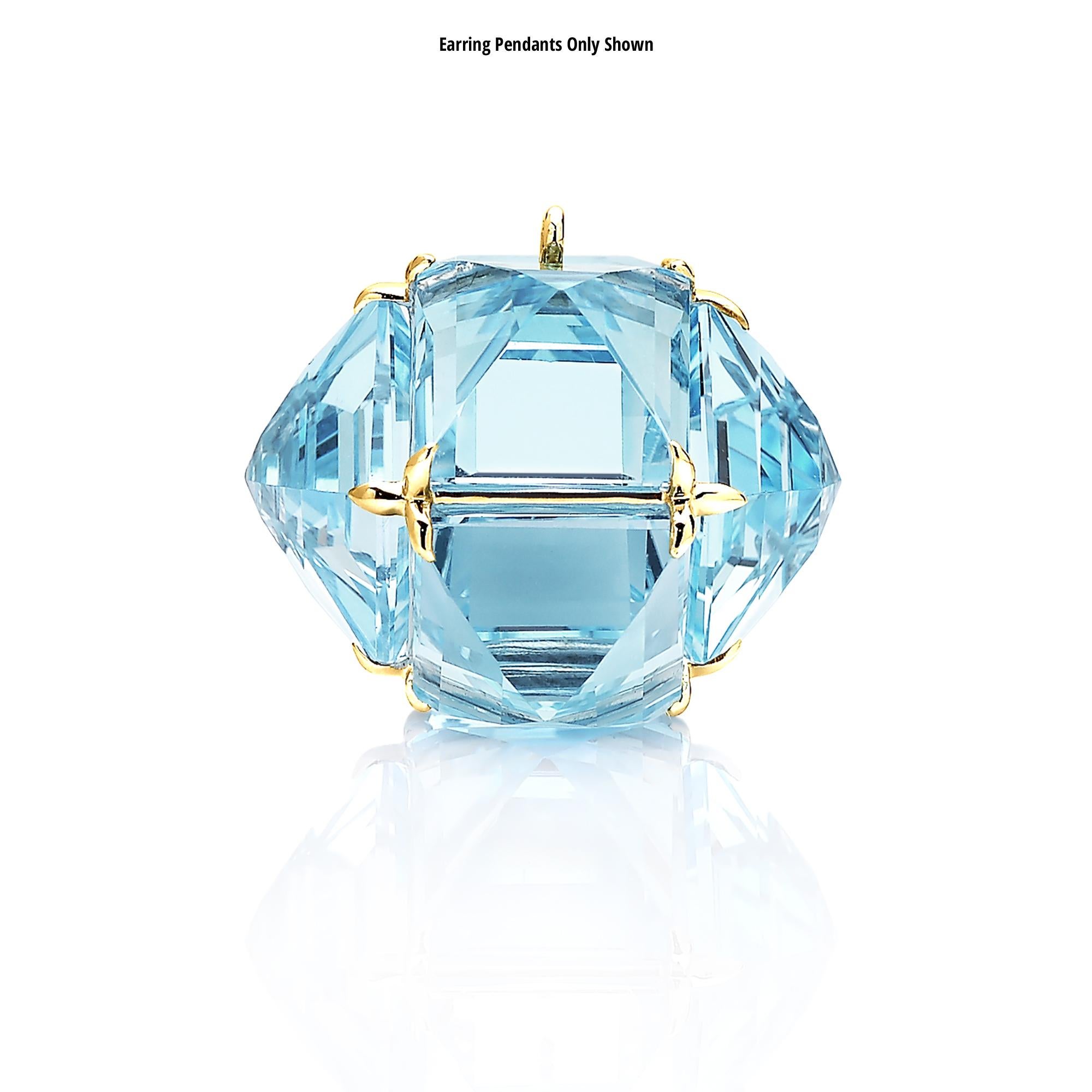 18 karat yellow gold Very PC® earrings with reverse set emerald-cut, sky blue topaz and diamond cut white sapphires.

Staying true to Paolo Costagli’s appreciation for modern and clean geometries, the Very PC® collection embodies bold angles of
