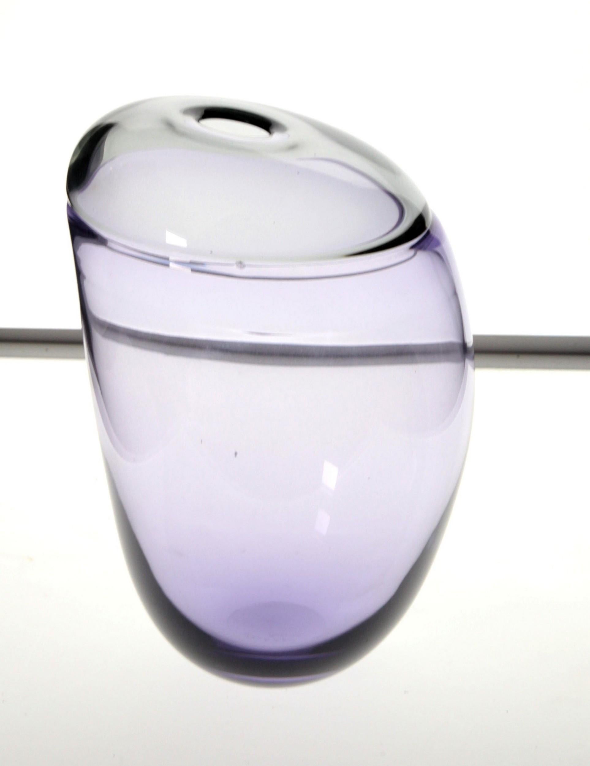 Paolo Crepax Asimmetrico Organic Vase Amethyst Gray Incalmo Murano Glass, Signed 4