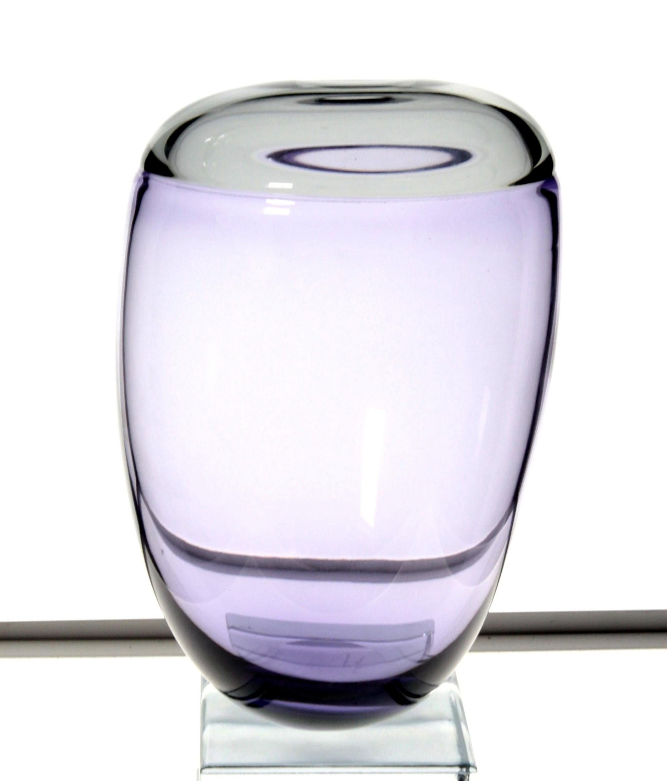 Paolo Crepax Asimmetrico Organic Vase Amethyst Gray Incalmo Murano Glass, Signed 5